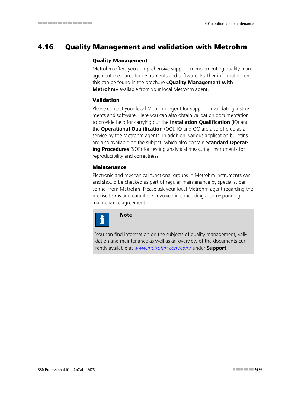 16 quality management and validation with metrohm | Metrohm 850 Professional IC AnCat MCS User Manual | Page 109 / 143