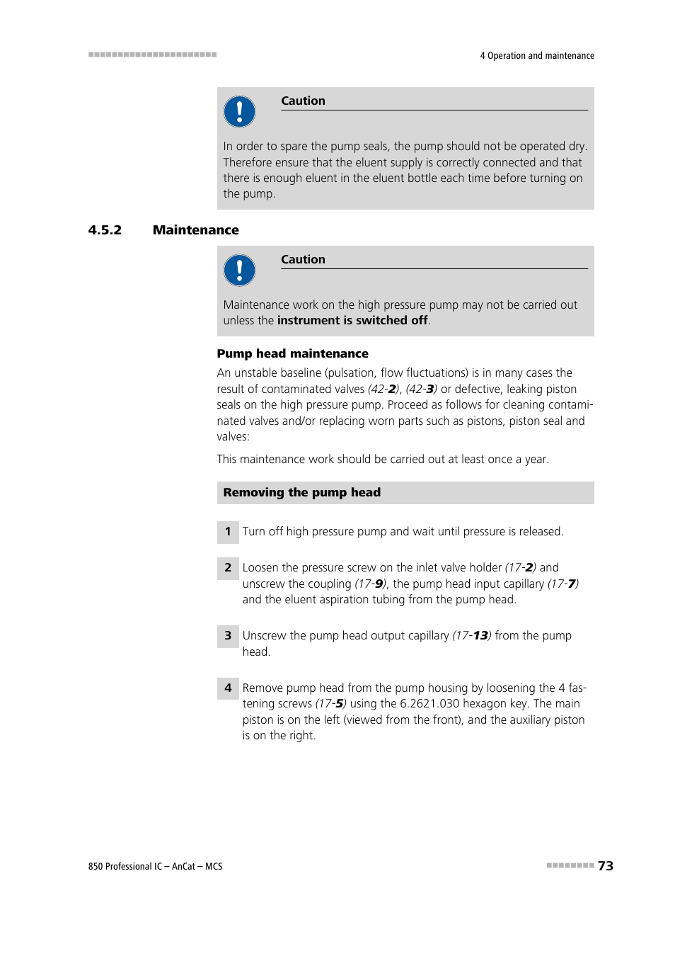 2 maintenance, Maintenance | Metrohm 850 Professional IC AnCat MCS User Manual | Page 83 / 143