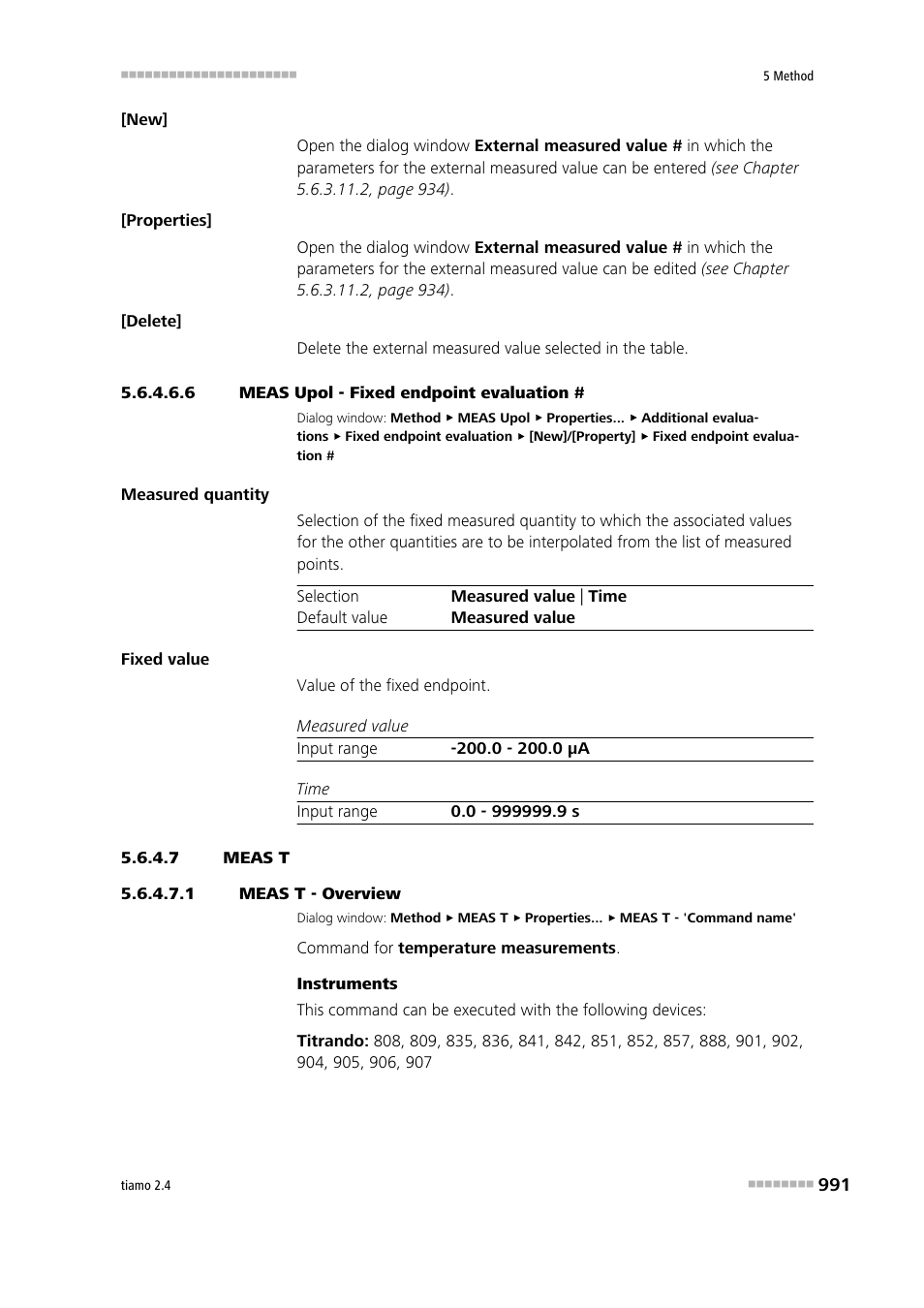 6 meas upol - fixed endpoint evaluation, 7 meas t, 1 meas t - overview | Meas t | Metrohm tiamo 2.4 Manual User Manual | Page 1007 / 1717