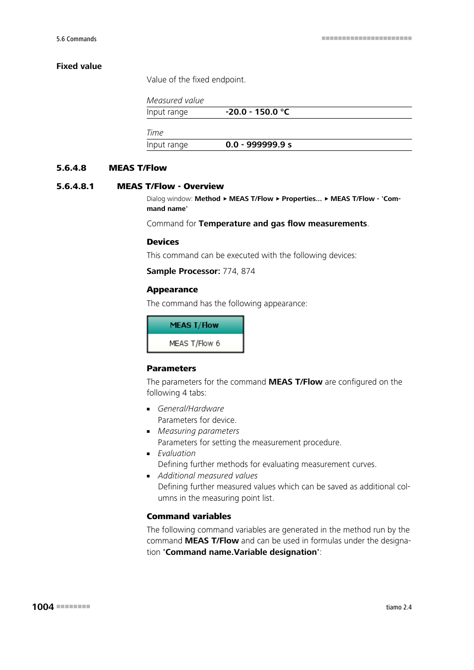 8 meas t/flow, 1 meas t/flow - overview, Meas t/flow | Metrohm tiamo 2.4 Manual User Manual | Page 1020 / 1717