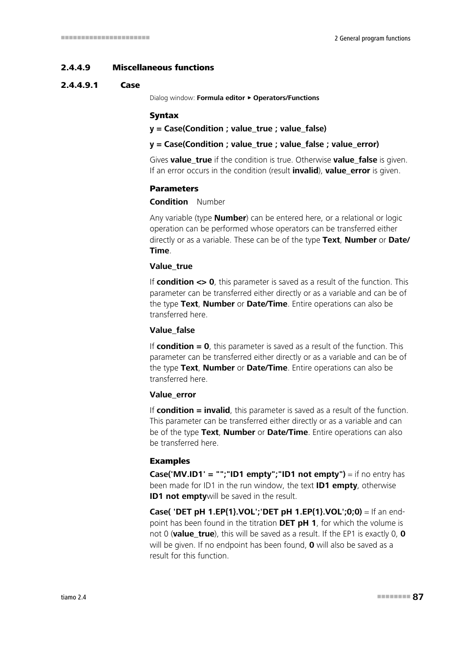 9 miscellaneous functions, 1 case, Case | Metrohm tiamo 2.4 Manual User Manual | Page 103 / 1717