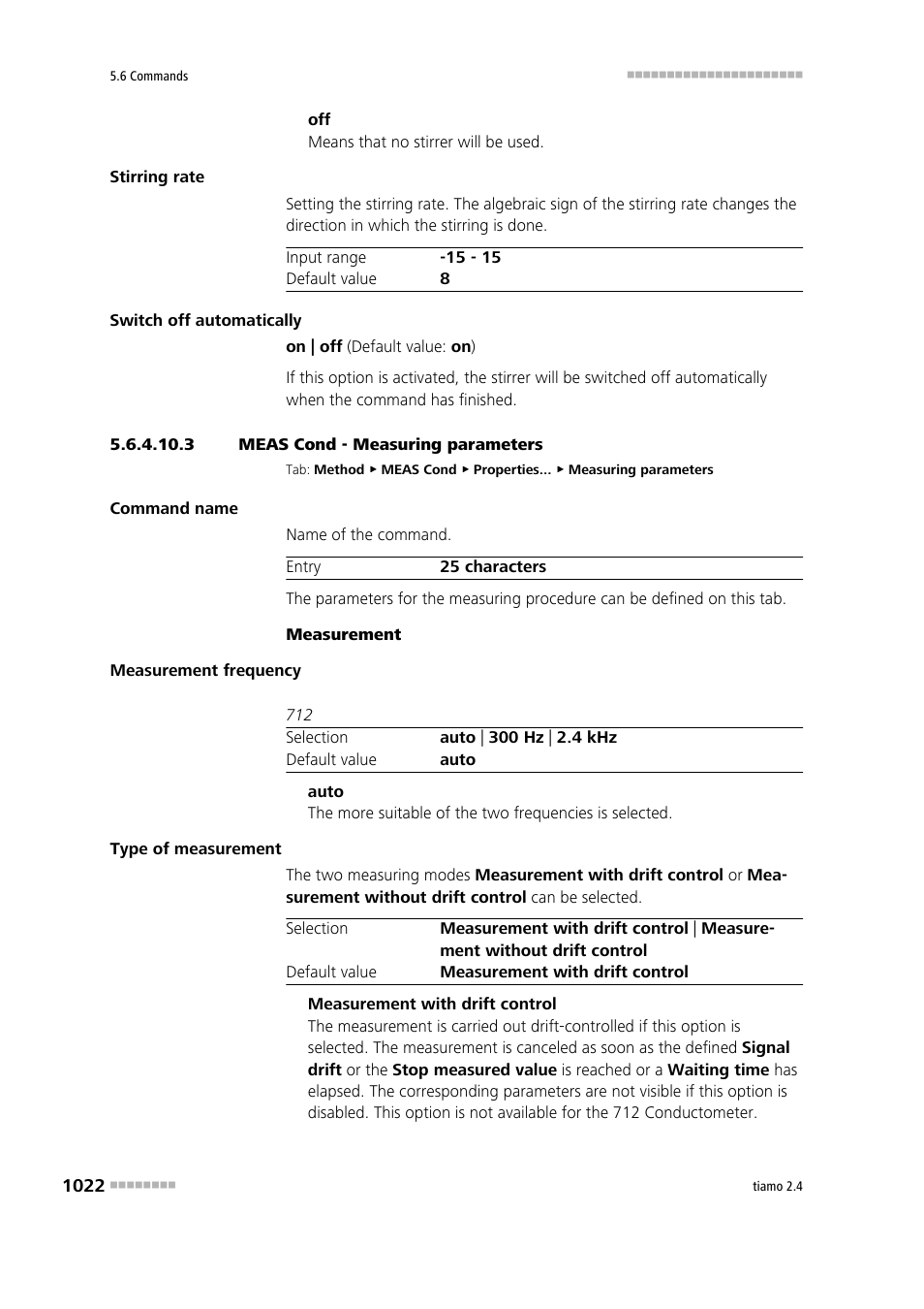 3 meas cond - measuring parameters, Measuring parameters | Metrohm tiamo 2.4 Manual User Manual | Page 1038 / 1717
