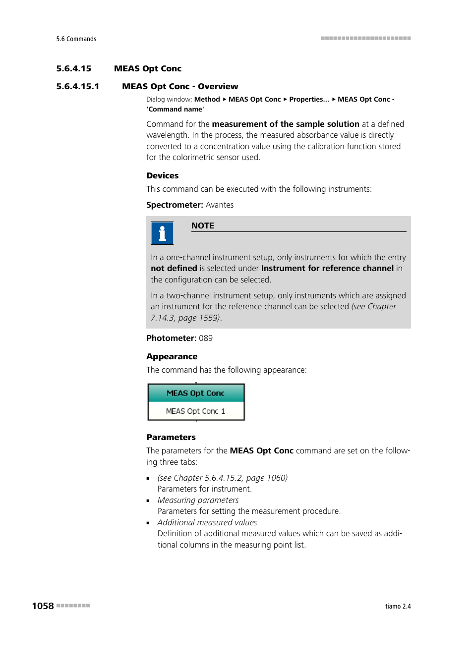 15 meas opt conc, 1 meas opt conc - overview, Meas opt conc | Metrohm tiamo 2.4 Manual User Manual | Page 1074 / 1717