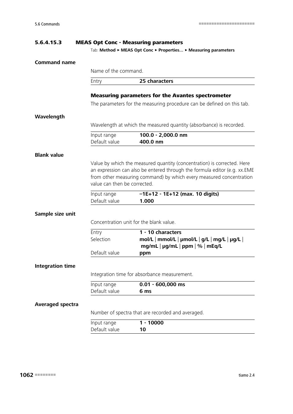3 meas opt conc - measuring parameters, Measuring parameters | Metrohm tiamo 2.4 Manual User Manual | Page 1078 / 1717