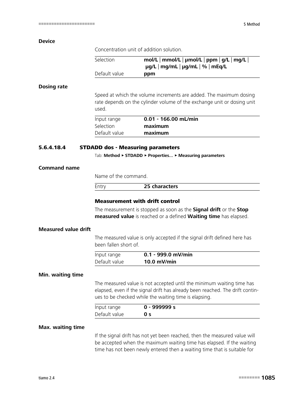 4 stdadd dos - measuring parameters | Metrohm tiamo 2.4 Manual User Manual | Page 1101 / 1717