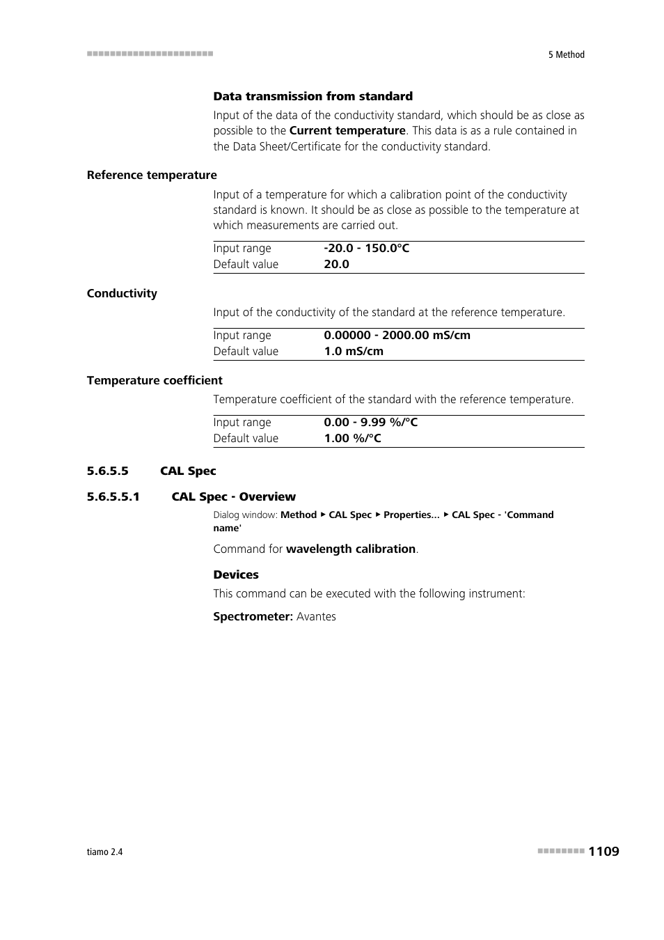 5 cal spec, 1 cal spec - overview, Cal spec | Metrohm tiamo 2.4 Manual User Manual | Page 1125 / 1717