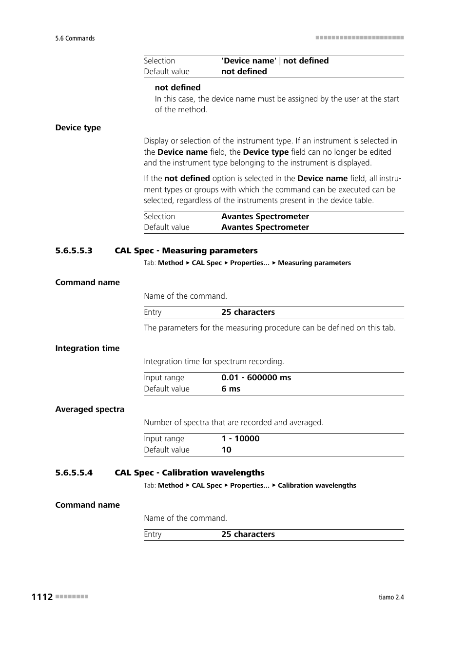 3 cal spec - measuring parameters, 4 cal spec - calibration wavelengths | Metrohm tiamo 2.4 Manual User Manual | Page 1128 / 1717