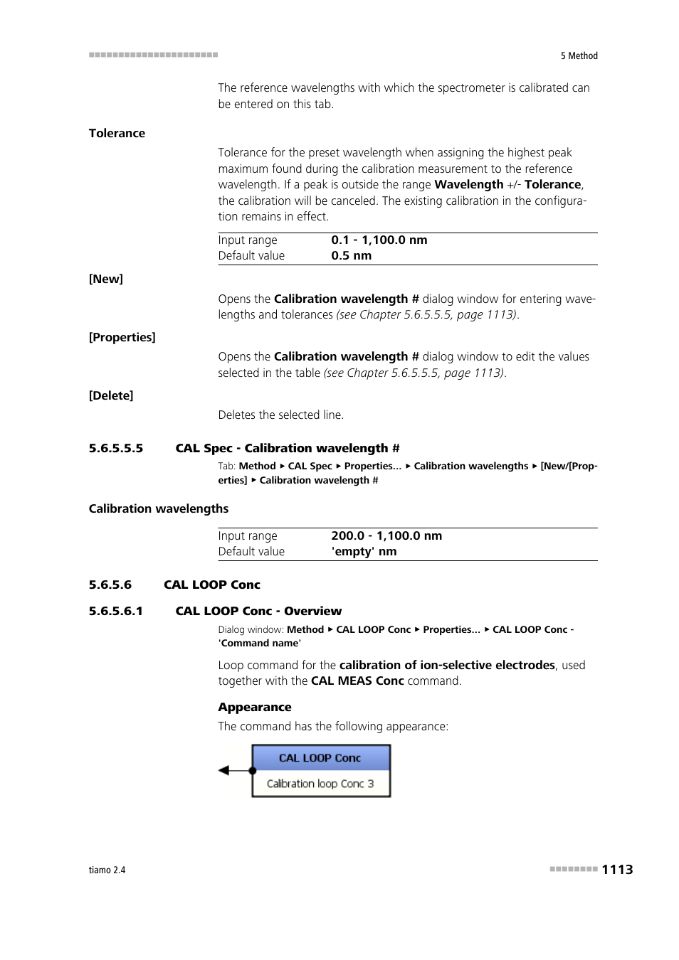 5 cal spec - calibration wavelength, 6 cal loop conc, 1 cal loop conc - overview | Cal loop conc | Metrohm tiamo 2.4 Manual User Manual | Page 1129 / 1717