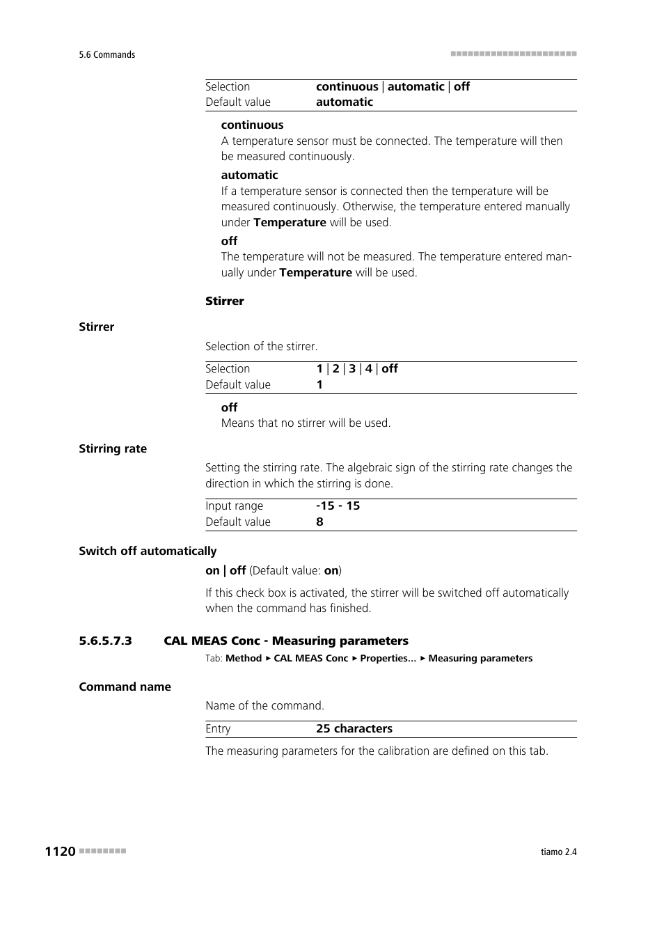 3 cal meas conc - measuring parameters | Metrohm tiamo 2.4 Manual User Manual | Page 1136 / 1717