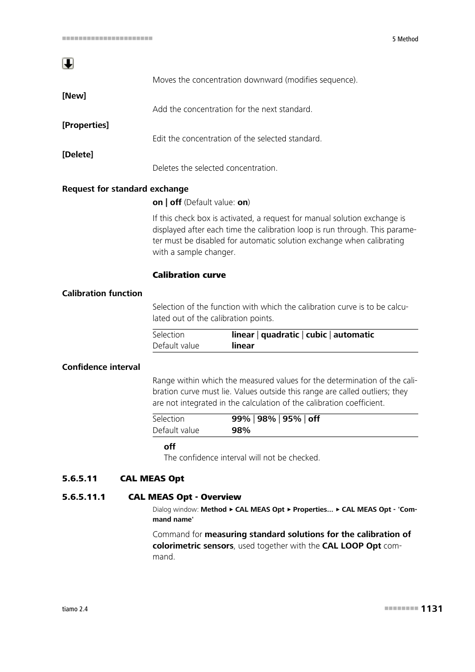 11 cal meas opt, 1 cal meas opt - overview, Cal meas opt | Metrohm tiamo 2.4 Manual User Manual | Page 1147 / 1717