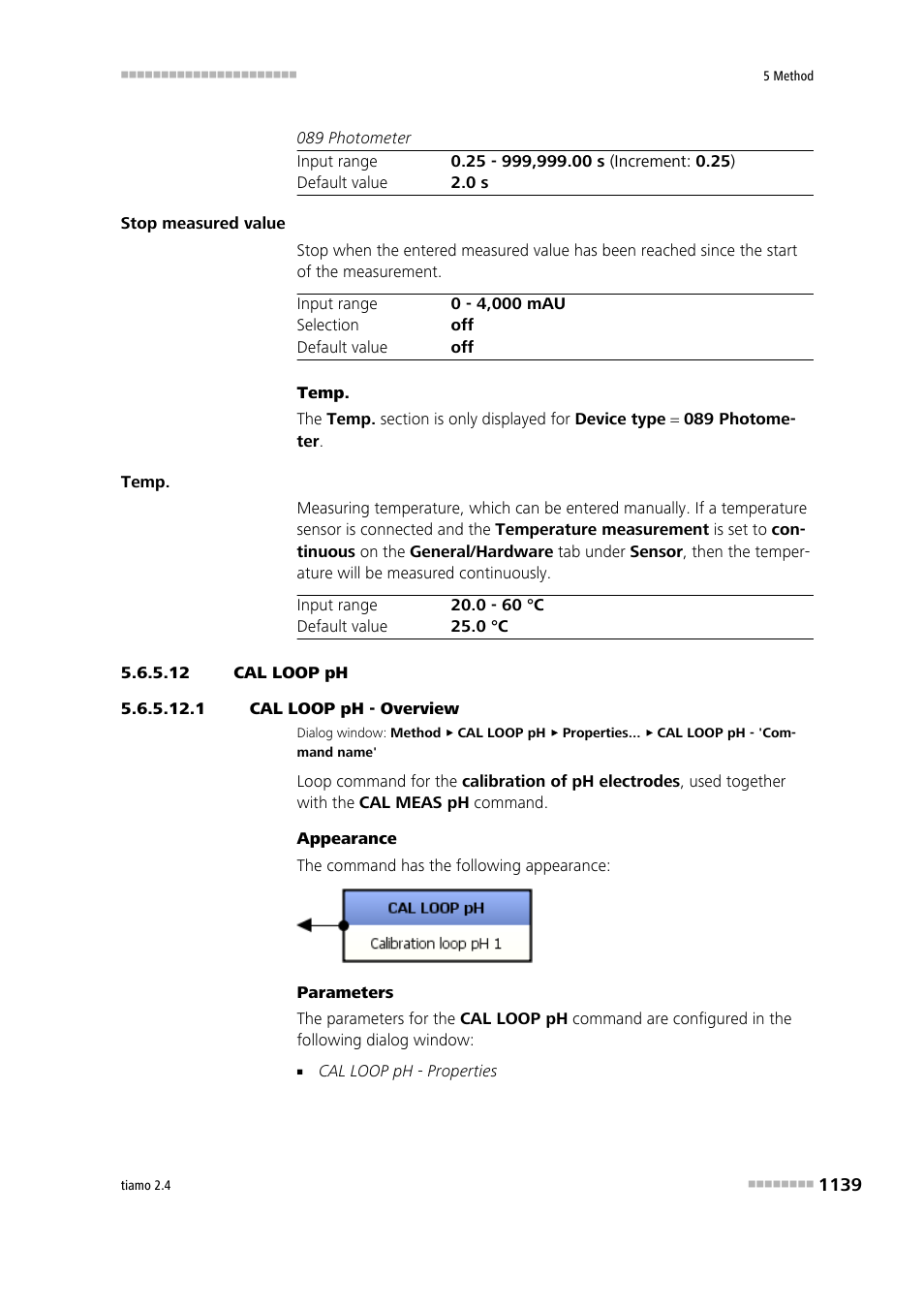 12 cal loop ph, 1 cal loop ph - overview, Cal loop ph | Call loop ph | Metrohm tiamo 2.4 Manual User Manual | Page 1155 / 1717