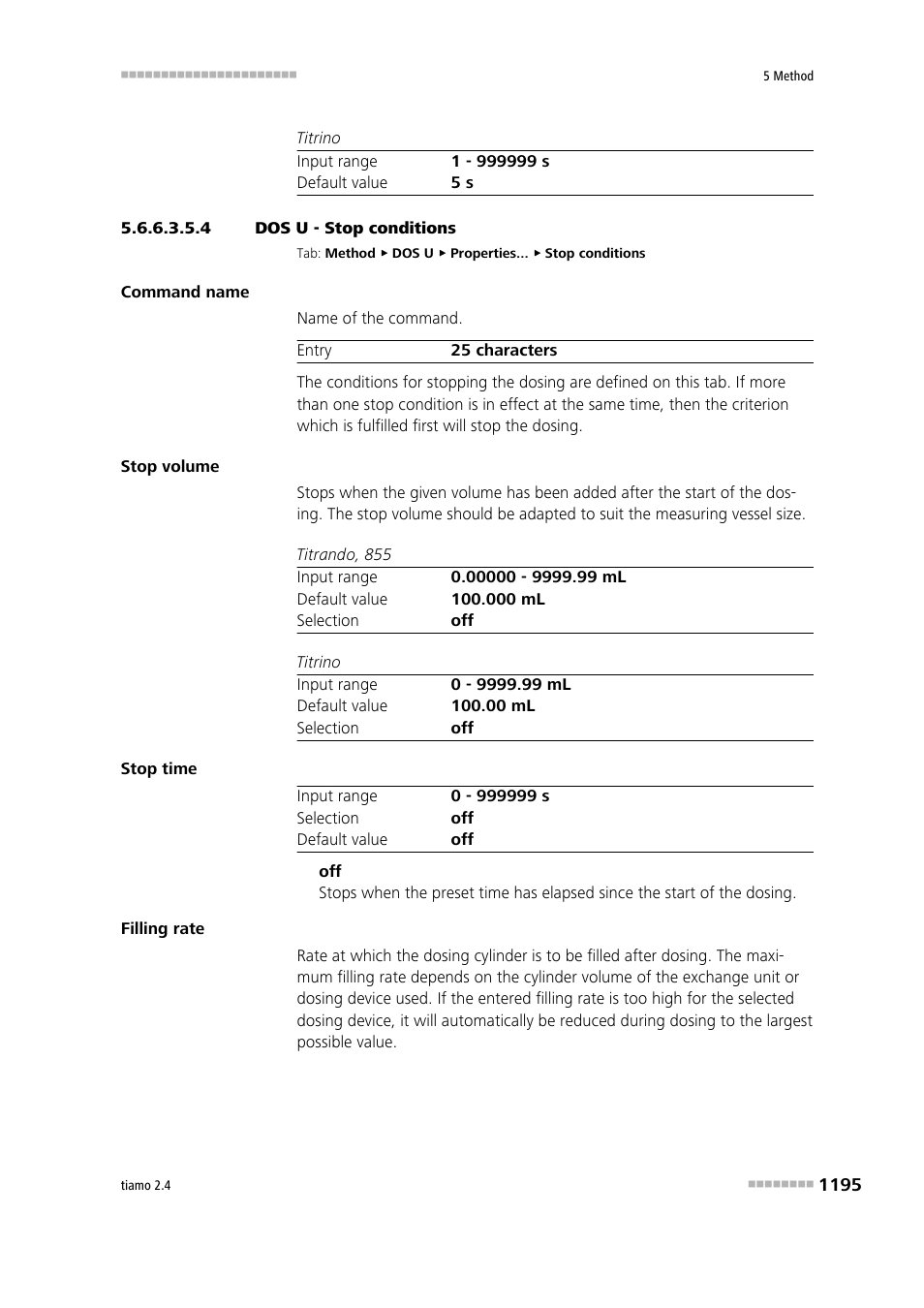 4 dos u - stop conditions, Stop conditions | Metrohm tiamo 2.4 Manual User Manual | Page 1211 / 1717