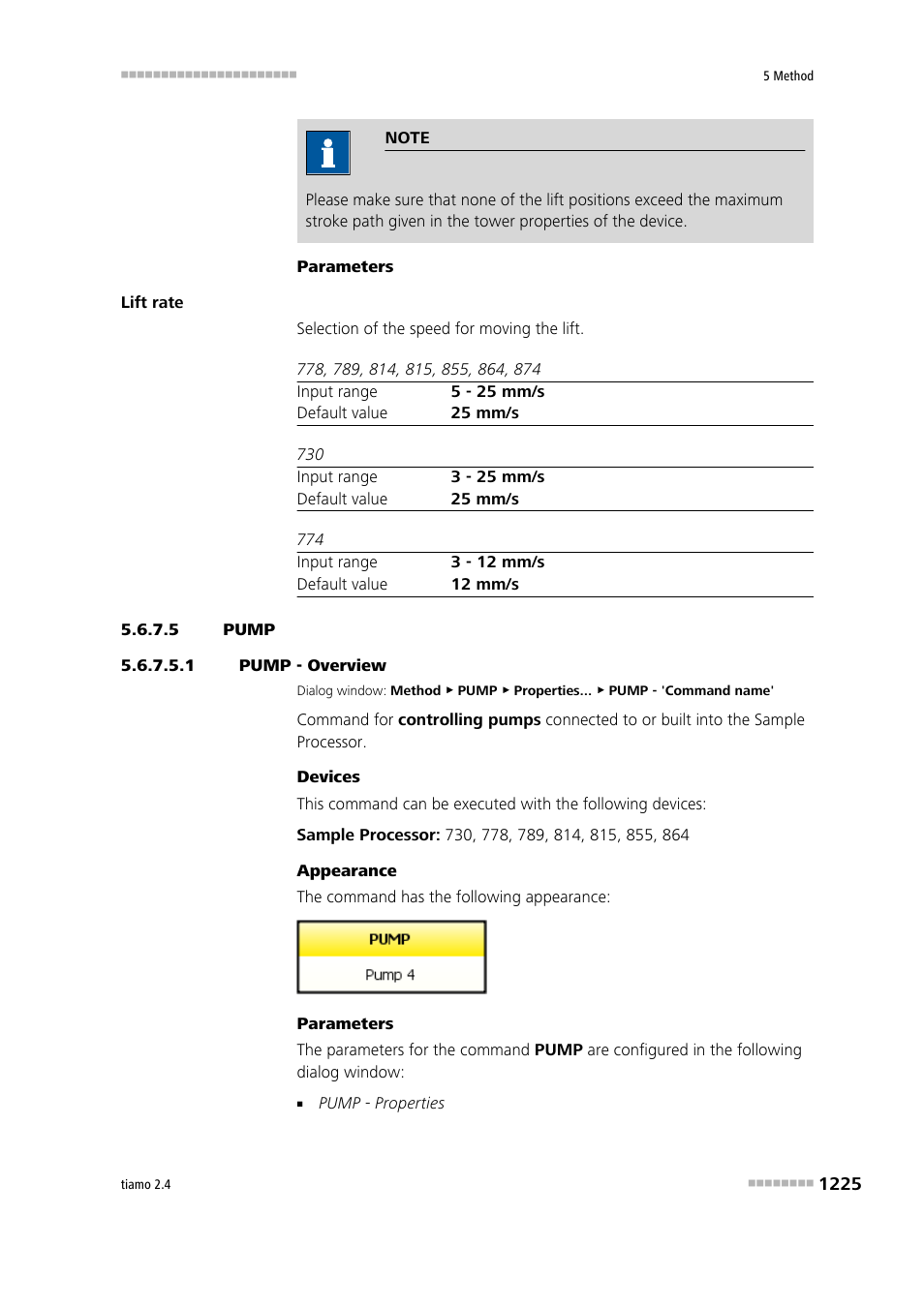 5 pump, 1 pump - overview, Pump | Metrohm tiamo 2.4 Manual User Manual | Page 1241 / 1717