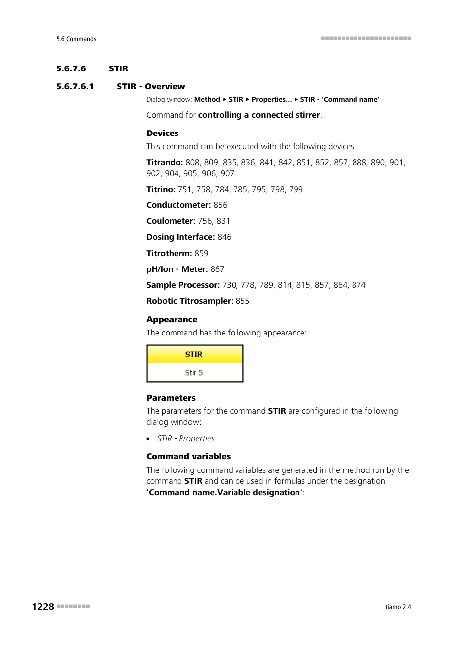 6 stir, 1 stir - overview, Stir | Metrohm tiamo 2.4 Manual User Manual | Page 1244 / 1717