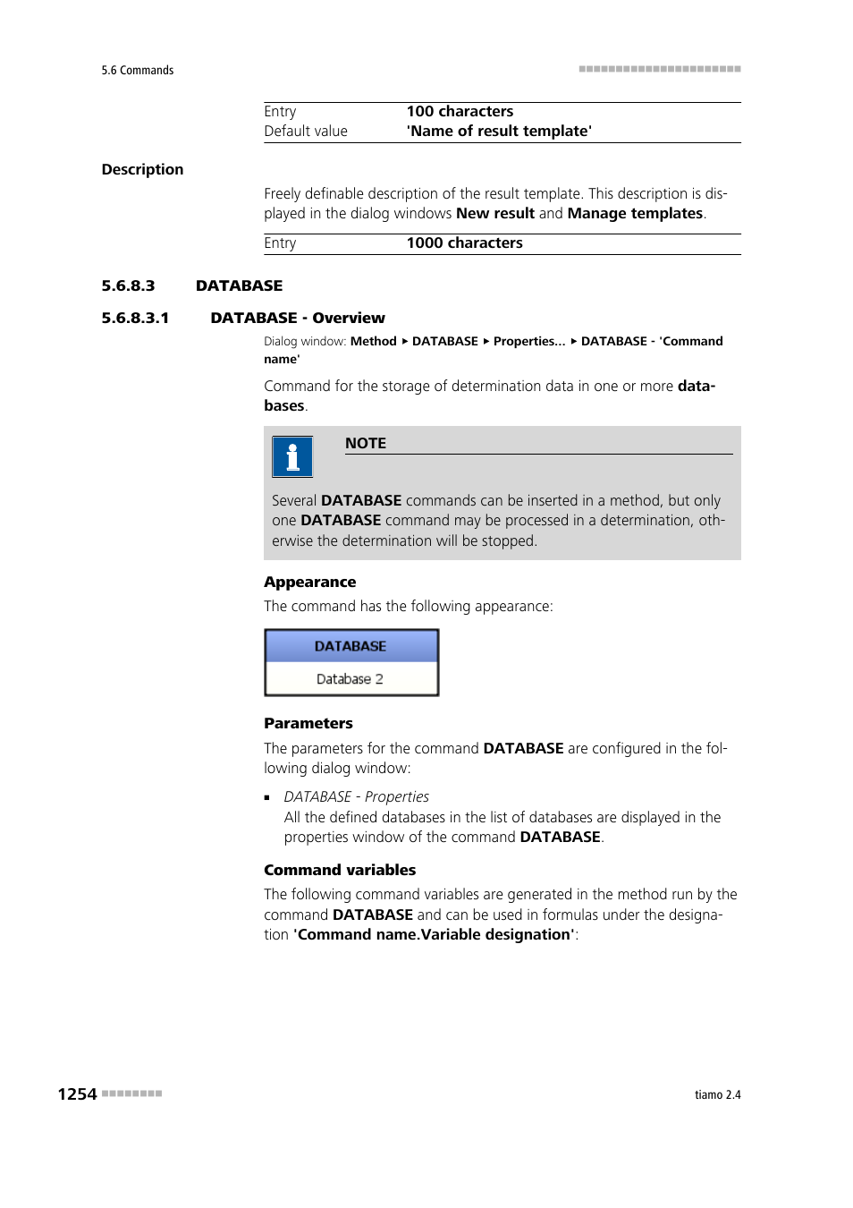 3 database, 1 database - overview, Database | Database - overview | Metrohm tiamo 2.4 Manual User Manual | Page 1270 / 1717