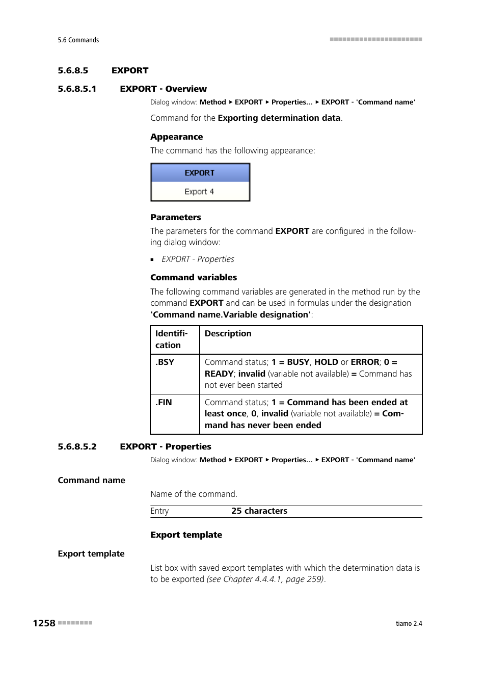 5 export, 1 export - overview, 2 export - properties | Export, Export - overview | Metrohm tiamo 2.4 Manual User Manual | Page 1274 / 1717