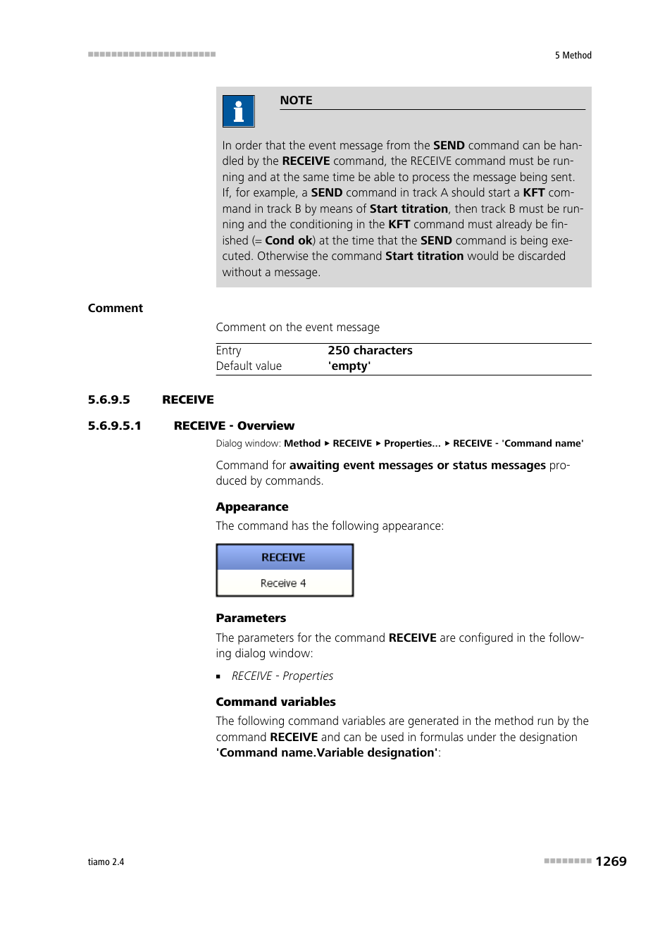 5 receive, 1 receive - overview, Receive | Metrohm tiamo 2.4 Manual User Manual | Page 1285 / 1717