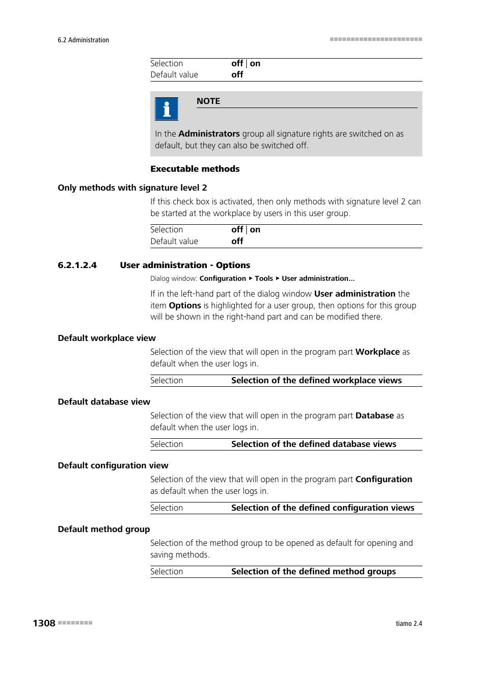 4 user administration - options, Options, Define options for user groups | Metrohm tiamo 2.4 Manual User Manual | Page 1324 / 1717