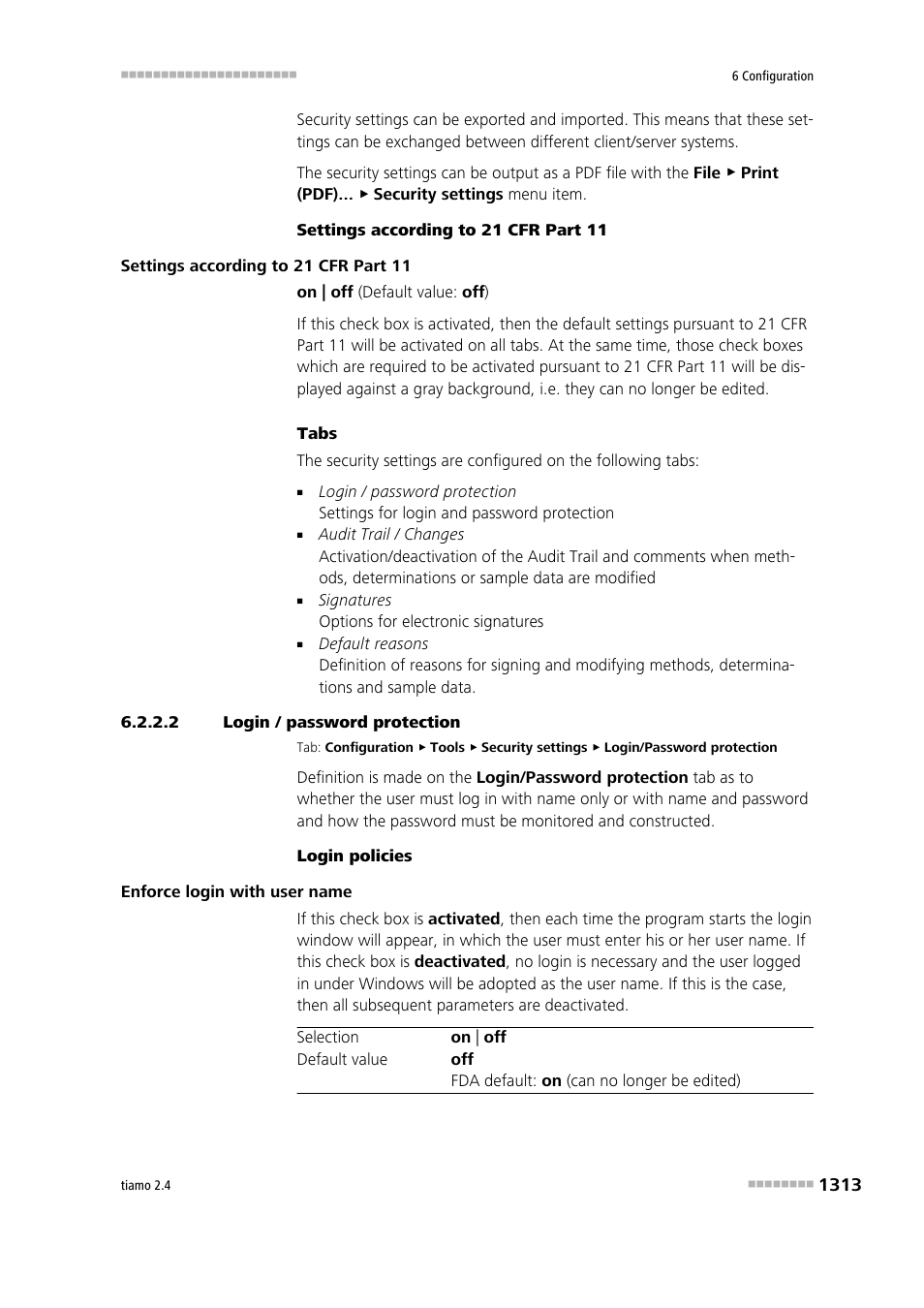 2 login / password protection, Login/password protection | Metrohm tiamo 2.4 Manual User Manual | Page 1329 / 1717