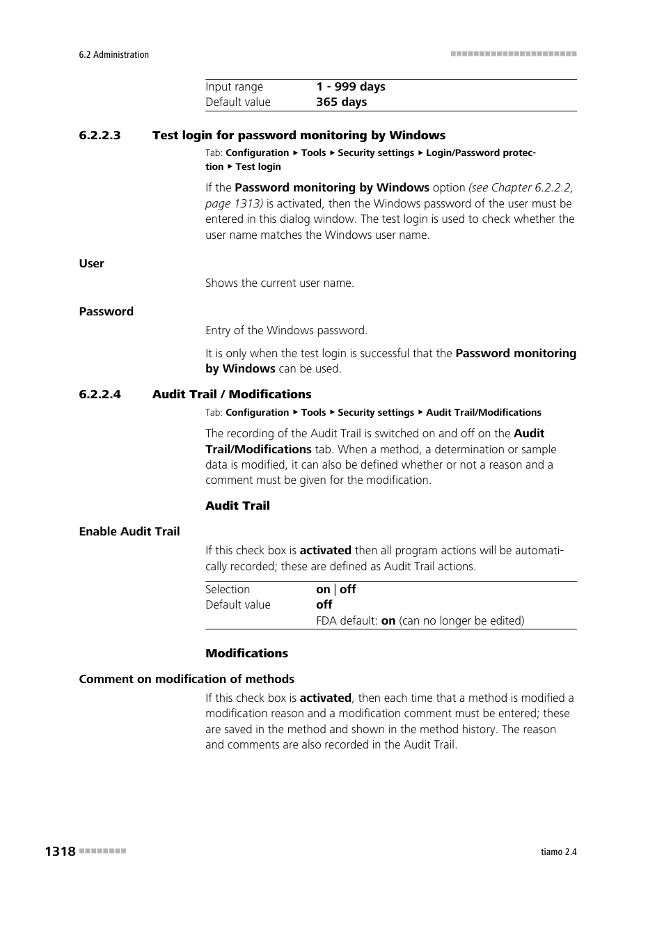 3 test login for password monitoring by windows, 4 audit trail / modifications, Audit trail/changes | Audit trail / changes | Metrohm tiamo 2.4 Manual User Manual | Page 1334 / 1717