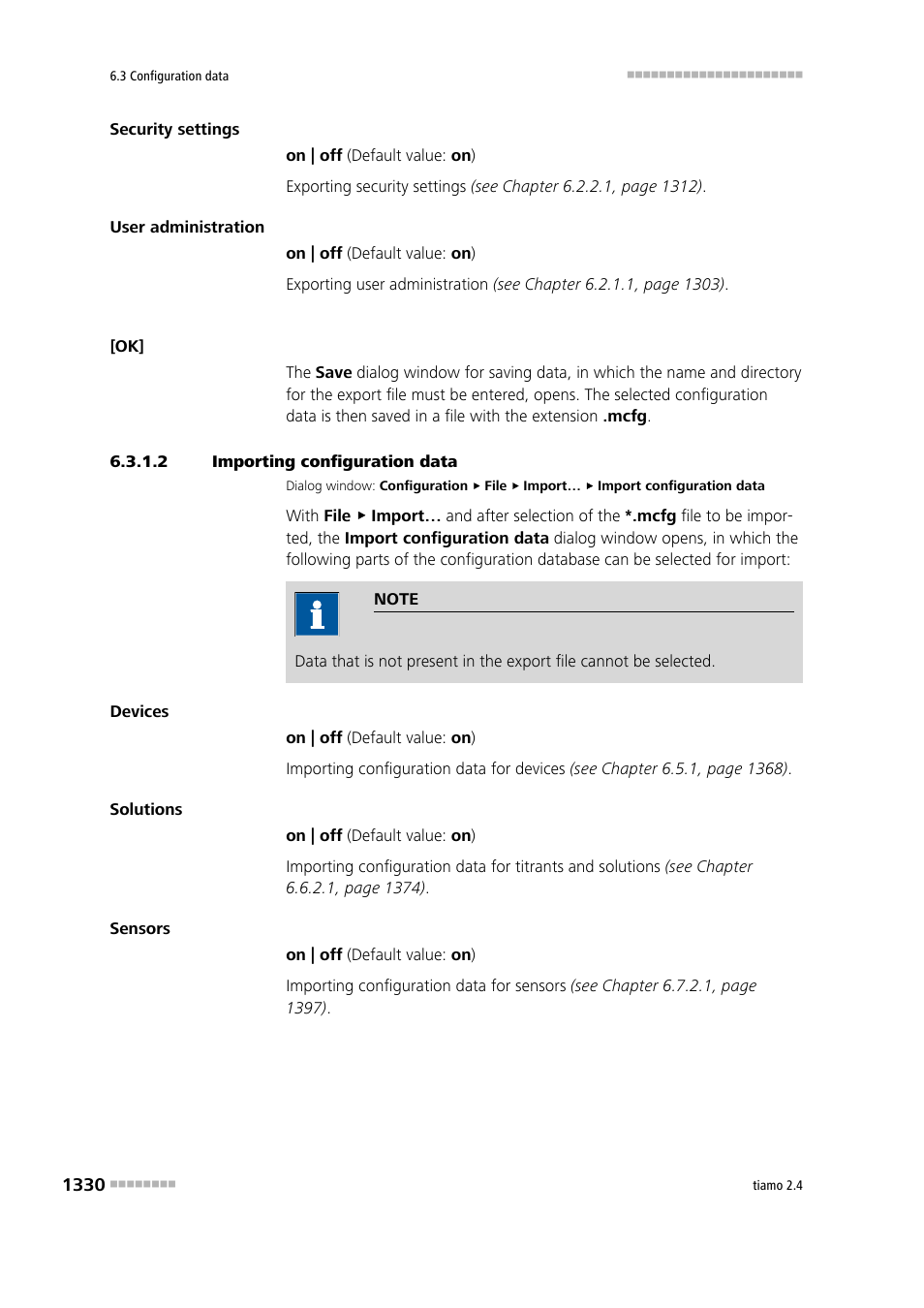 2 importing configuration data, Import configuration data | Metrohm tiamo 2.4 Manual User Manual | Page 1346 / 1717