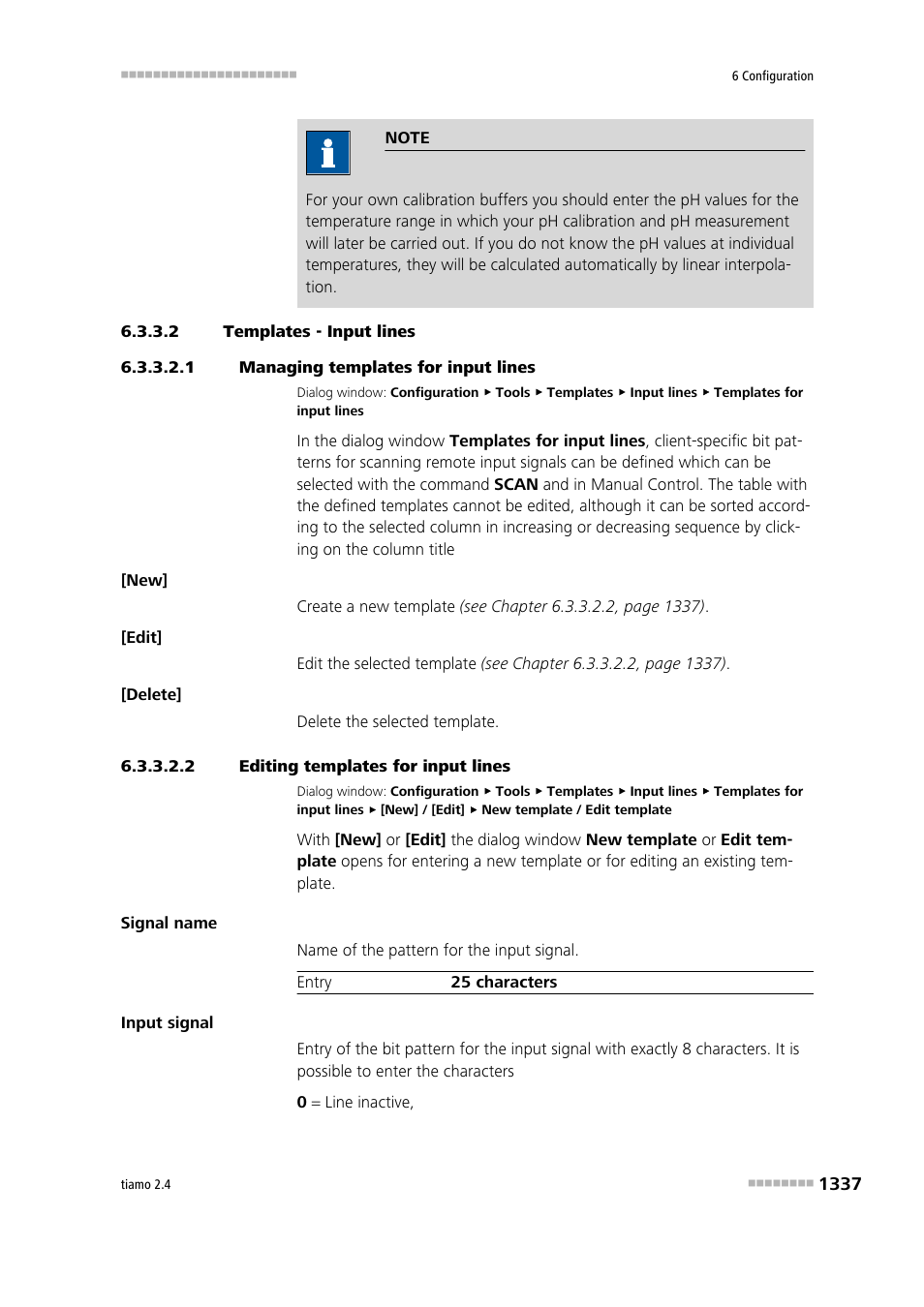 2 templates - input lines, 1 managing templates for input lines, 2 editing templates for input lines | Input lines | Metrohm tiamo 2.4 Manual User Manual | Page 1353 / 1717