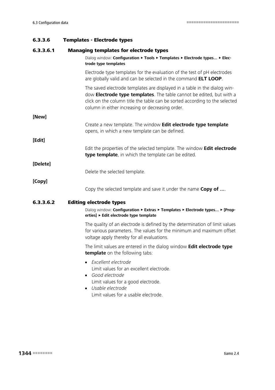 6 templates - electrode types, 1 managing templates for electrode types, 2 editing electrode types | Metrohm tiamo 2.4 Manual User Manual | Page 1360 / 1717