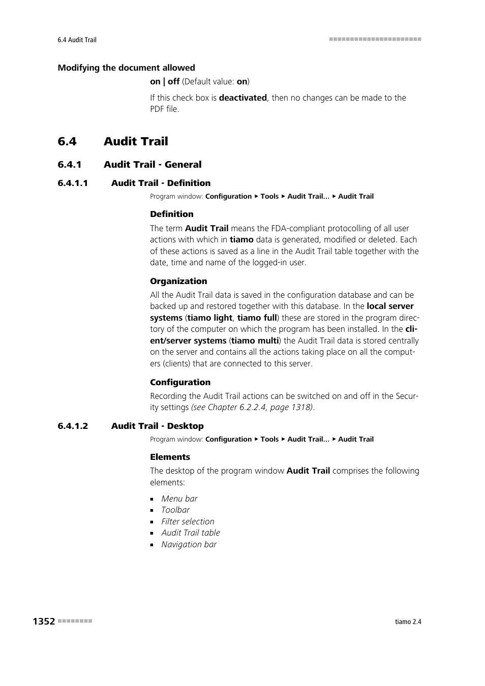 4 audit trail, 1 audit trail - general, 1 audit trail - definition | 2 audit trail - desktop, Audit trail 2, Audit trail - general 2 | Metrohm tiamo 2.4 Manual User Manual | Page 1368 / 1717