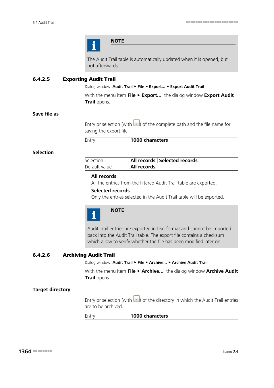 5 exporting audit trail, 6 archiving audit trail, Export audit trail | Archive audit trail | Metrohm tiamo 2.4 Manual User Manual | Page 1380 / 1717