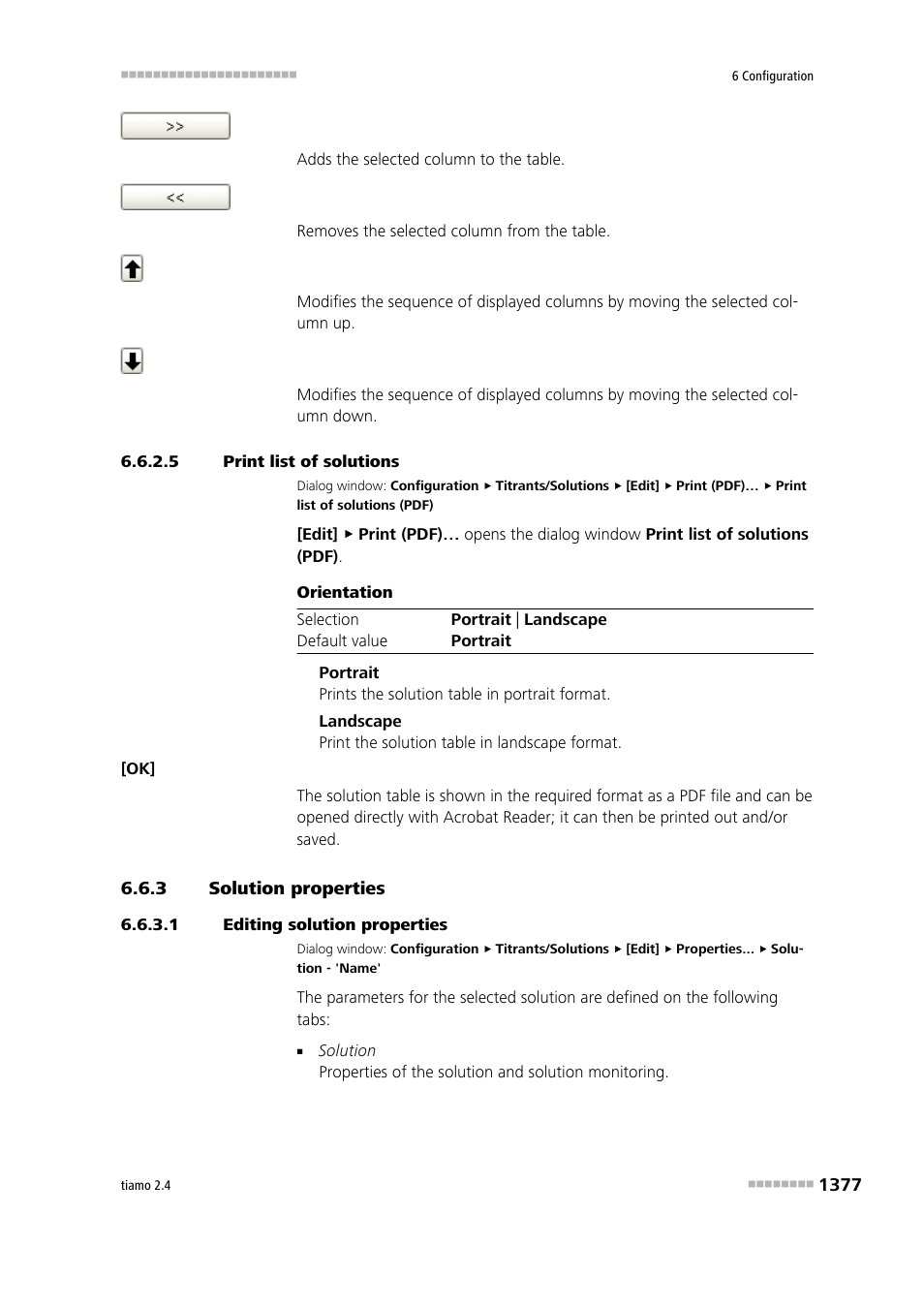 5 print list of solutions, 3 solution properties, 1 editing solution properties | Solution properties 7 | Metrohm tiamo 2.4 Manual User Manual | Page 1393 / 1717