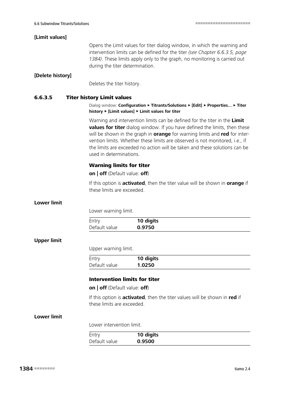 5 titer history limit values | Metrohm tiamo 2.4 Manual User Manual | Page 1400 / 1717