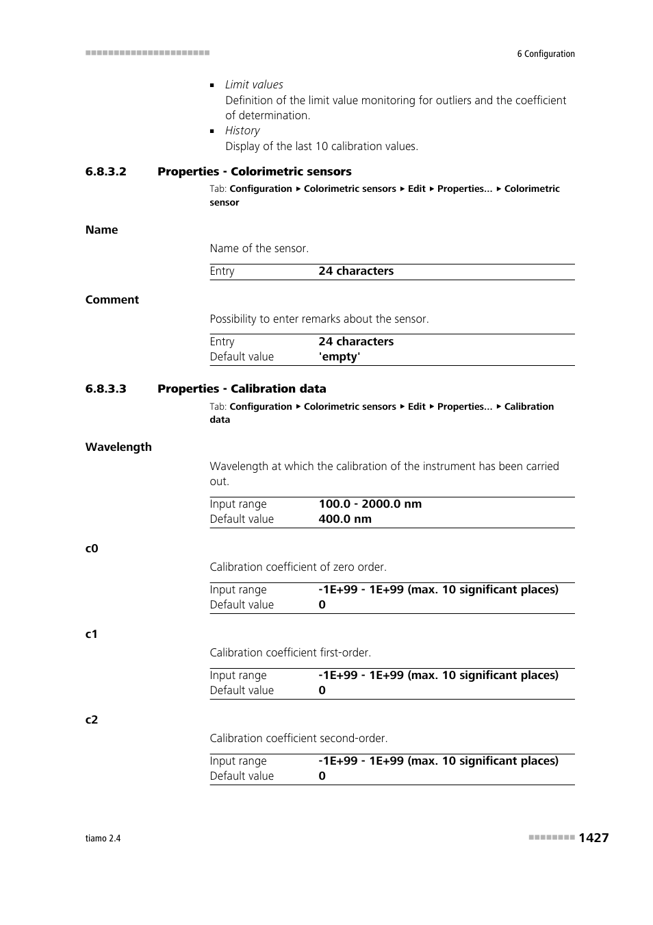 2 properties - colorimetric sensors, 3 properties - calibration data | Metrohm tiamo 2.4 Manual User Manual | Page 1443 / 1717