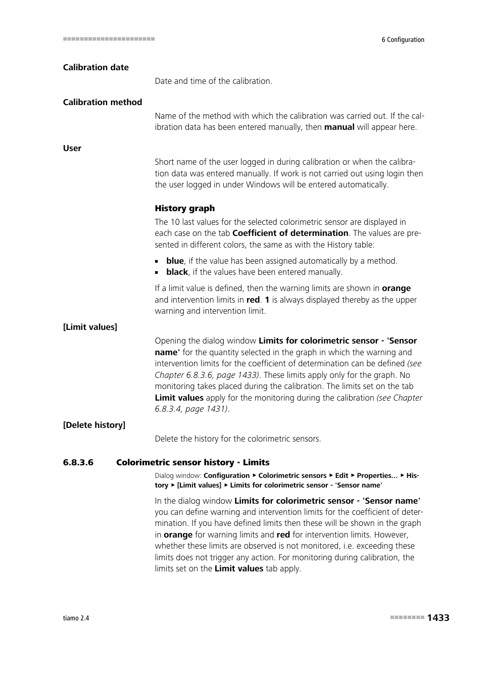 6 colorimetric sensor history - limits | Metrohm tiamo 2.4 Manual User Manual | Page 1449 / 1717