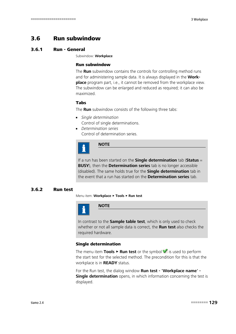 6 run subwindow, 1 run - general, 2 run test | Run subwindow, Run - general, Run test, Perform run test | Metrohm tiamo 2.4 Manual User Manual | Page 145 / 1717