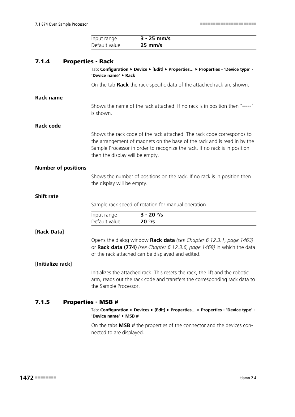 4 properties - rack, 5 properties - msb, Properties - rack 2 | Properties - msb # 2, Rack | Metrohm tiamo 2.4 Manual User Manual | Page 1488 / 1717