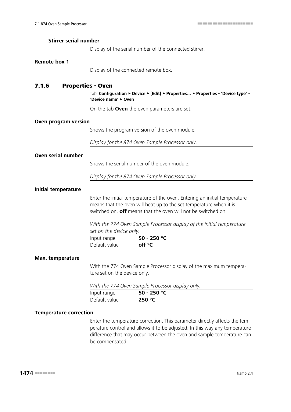 6 properties - oven, Properties - oven 4, Oven | Metrohm tiamo 2.4 Manual User Manual | Page 1490 / 1717