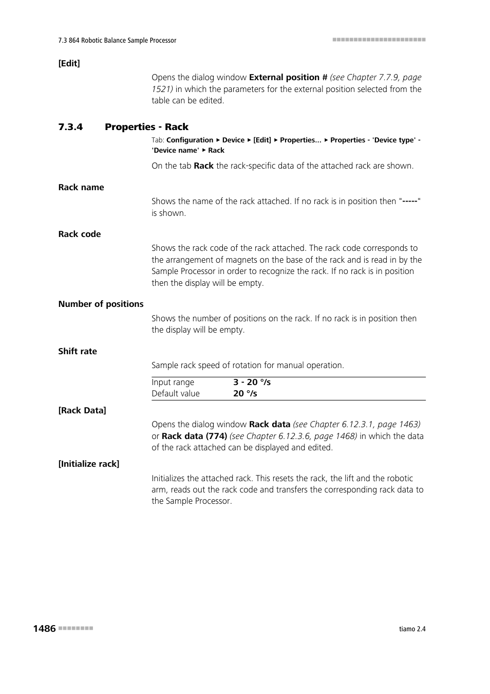 4 properties - rack, Properties - rack 6 | Metrohm tiamo 2.4 Manual User Manual | Page 1502 / 1717