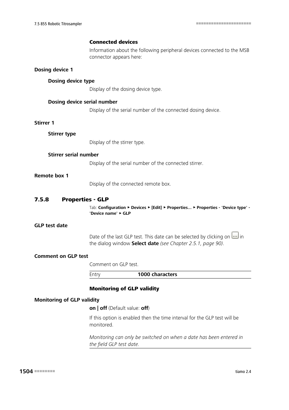 8 properties - glp, Properties - glp 4 | Metrohm tiamo 2.4 Manual User Manual | Page 1520 / 1717