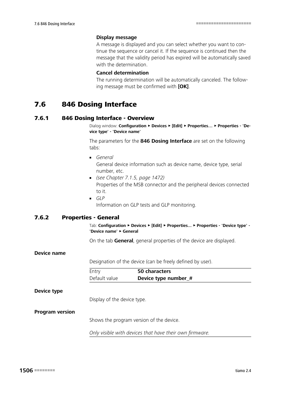 6 846 dosing interface, 1 846 dosing interface - overview, 2 properties - general | 846 dosing interface 6, 846 dosing interface - overview 6, Properties - general 6, 846 dosing interface | Metrohm tiamo 2.4 Manual User Manual | Page 1522 / 1717