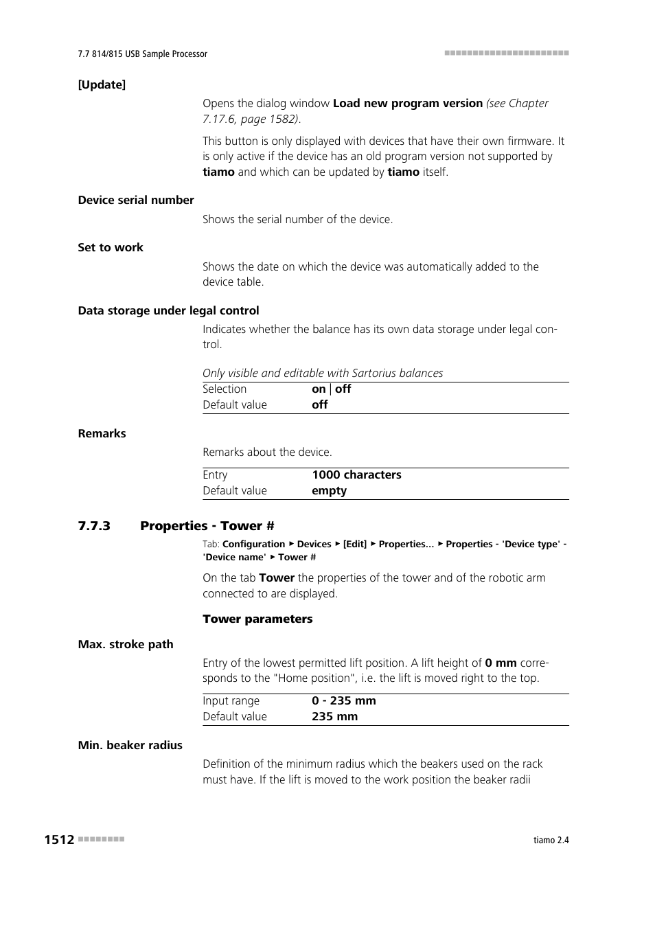 3 properties - tower, Properties - tower # 2 | Metrohm tiamo 2.4 Manual User Manual | Page 1528 / 1717