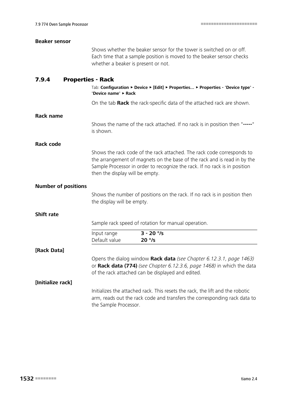 4 properties - rack, Properties - rack 2 | Metrohm tiamo 2.4 Manual User Manual | Page 1548 / 1717