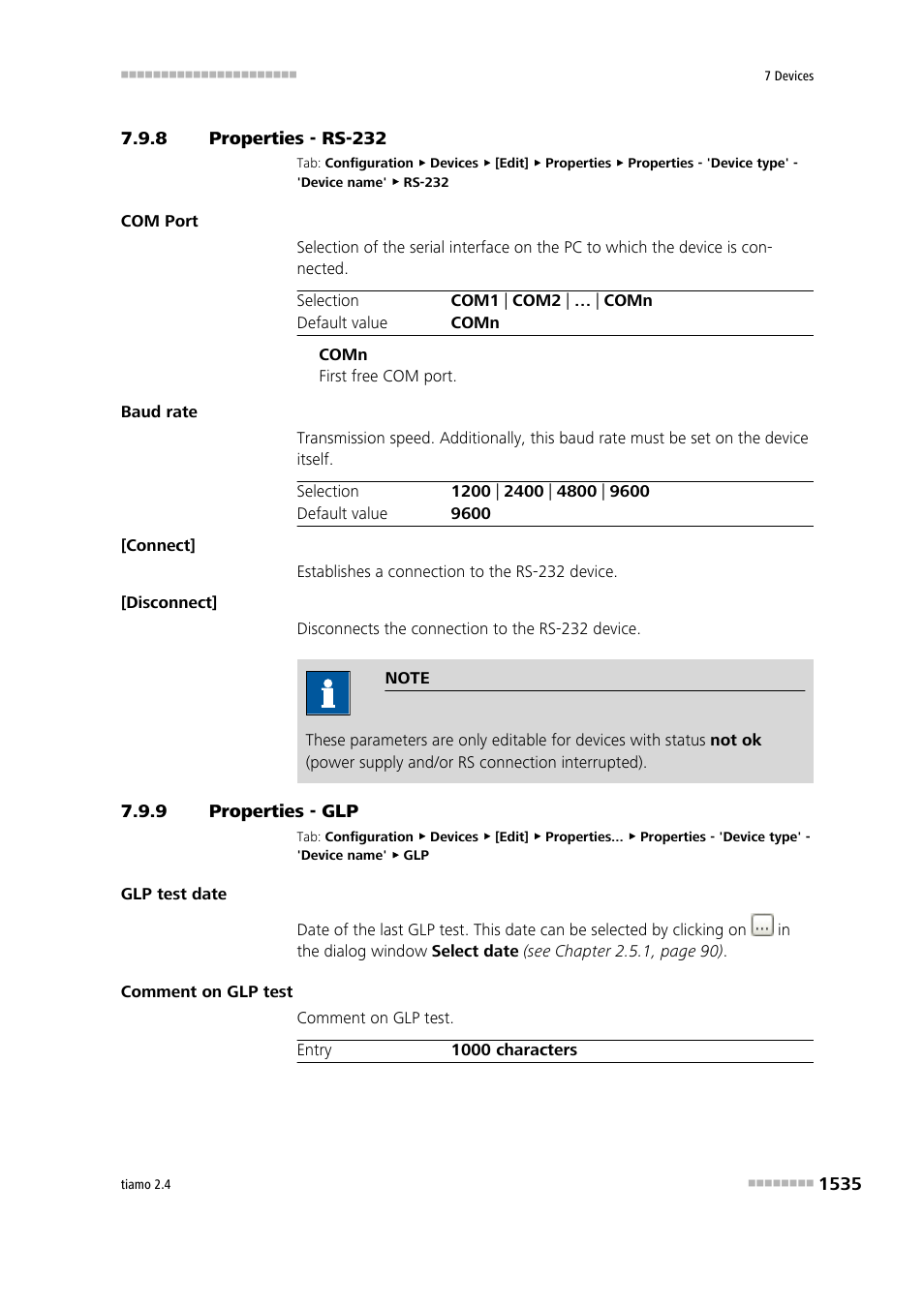 8 properties - rs-232, 9 properties - glp, Properties - rs-232 5 | Properties - glp 5 | Metrohm tiamo 2.4 Manual User Manual | Page 1551 / 1717