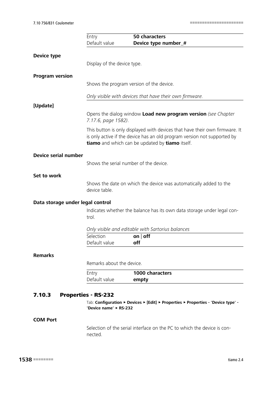 3 properties - rs-232, Properties - rs-232 8 | Metrohm tiamo 2.4 Manual User Manual | Page 1554 / 1717