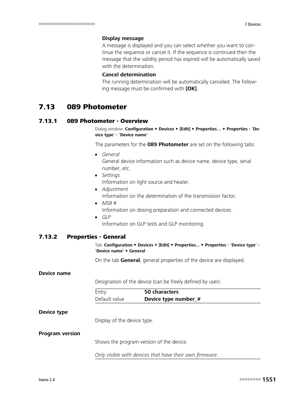 13 089 photometer, 1 089 photometer - overview, 2 properties - general | 13 089 photometer 1 7.13.1, 089 photometer - overview 1, Properties - general 1 | Metrohm tiamo 2.4 Manual User Manual | Page 1567 / 1717