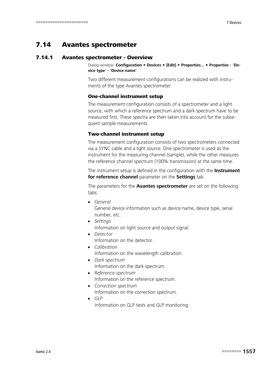 14 avantes spectrometer, 1 avantes spectrometer - overview, 14 avantes spectrometer 7 7.14.1 | Avantes spectrometer - overview 7, Avantes spectrometer | Metrohm tiamo 2.4 Manual User Manual | Page 1573 / 1717