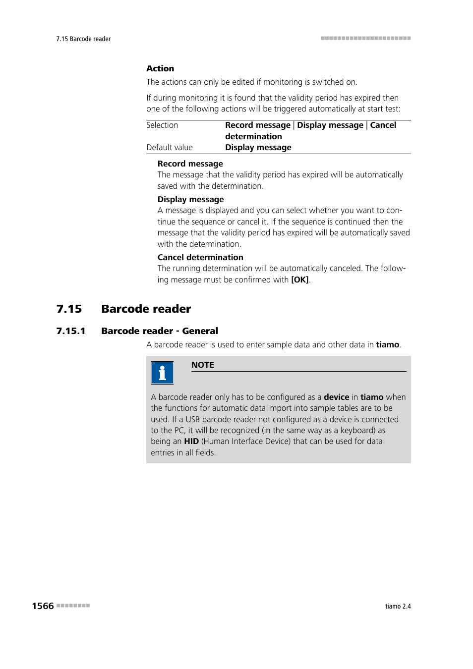 15 barcode reader, 1 barcode reader - general, 15 barcode reader 6 7.15.1 | Barcode reader - general 6, Barcode reader | Metrohm tiamo 2.4 Manual User Manual | Page 1582 / 1717