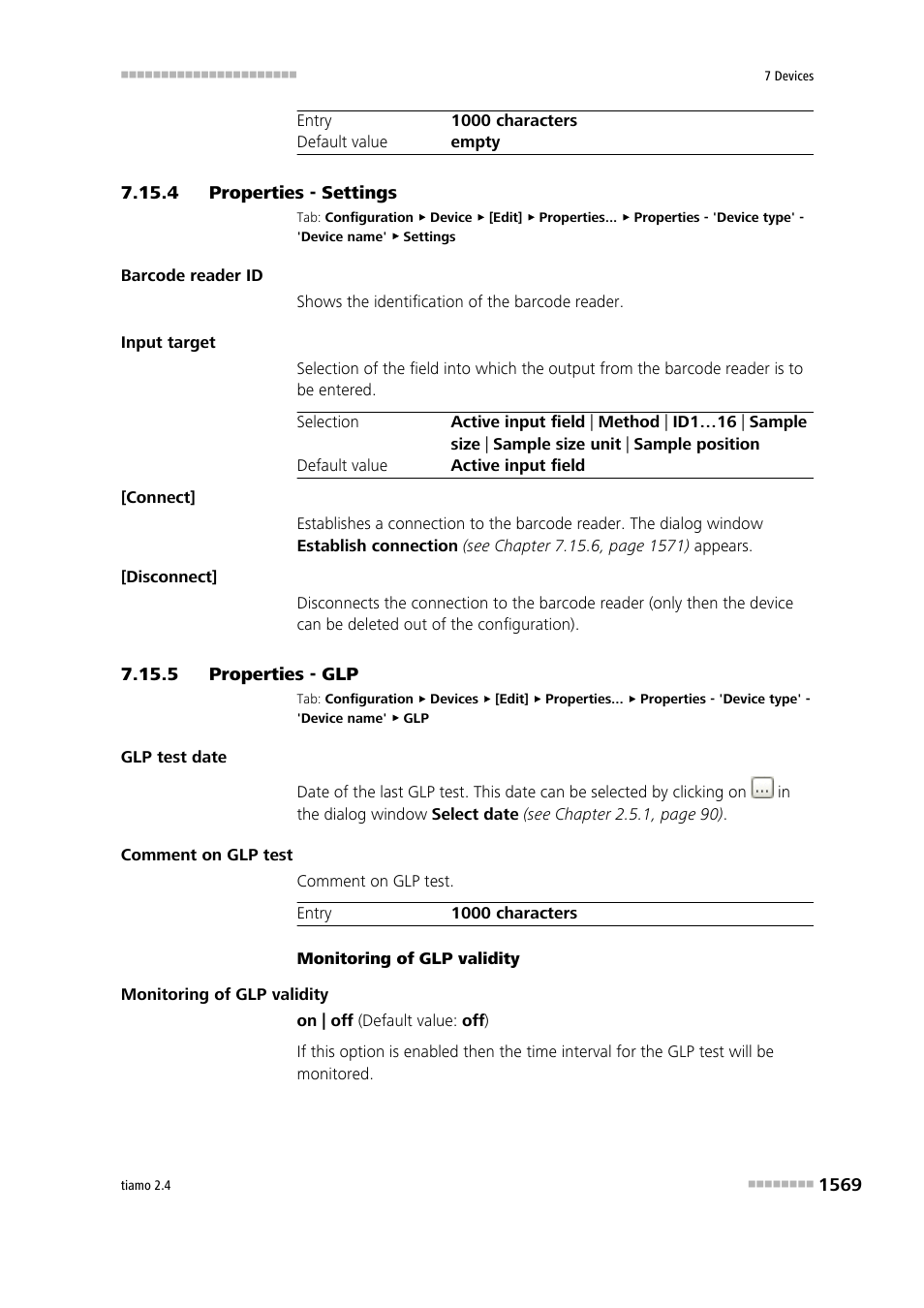 4 properties - settings, 5 properties - glp, Properties - settings 9 | Properties - glp 9 | Metrohm tiamo 2.4 Manual User Manual | Page 1585 / 1717