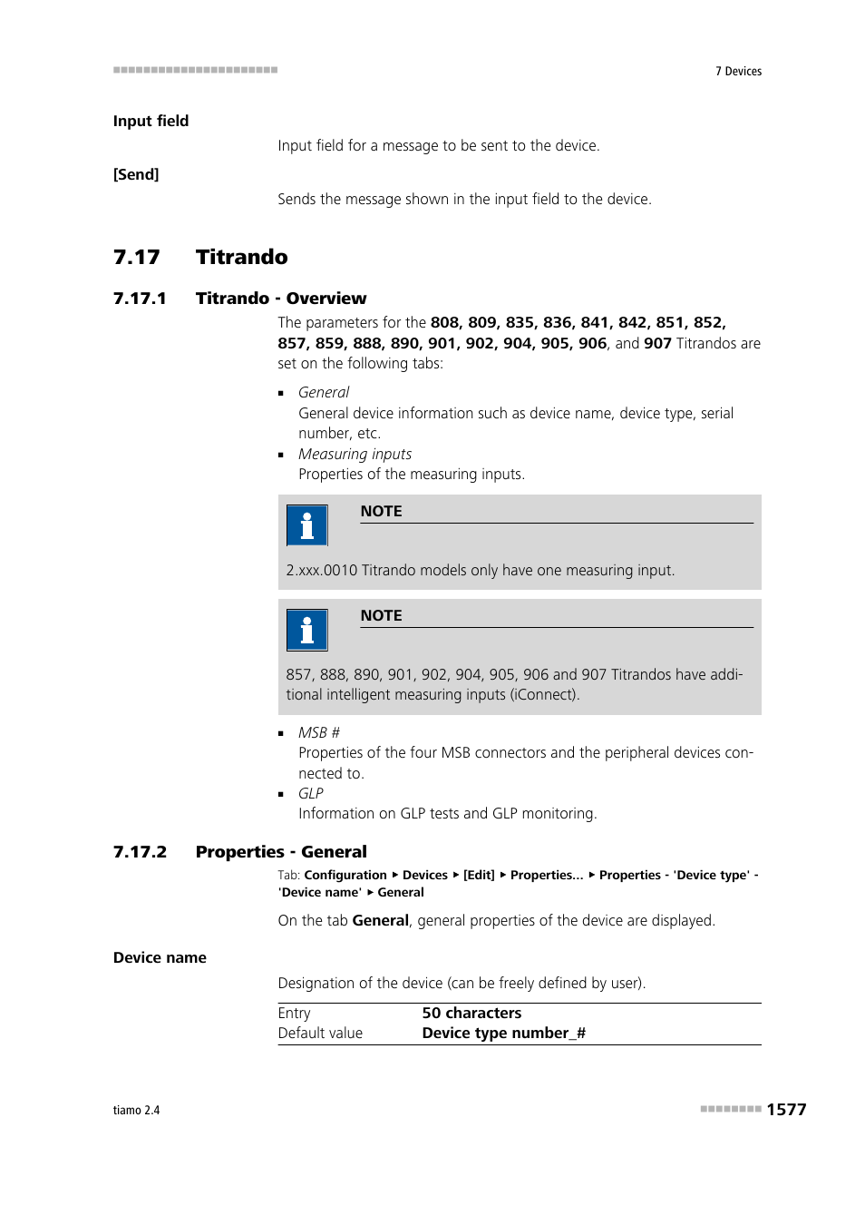 17 titrando, 1 titrando - overview, 2 properties - general | 17 titrando 7 7.17.1, Titrando - overview 7, Properties - general 7, Titrando | Metrohm tiamo 2.4 Manual User Manual | Page 1593 / 1717