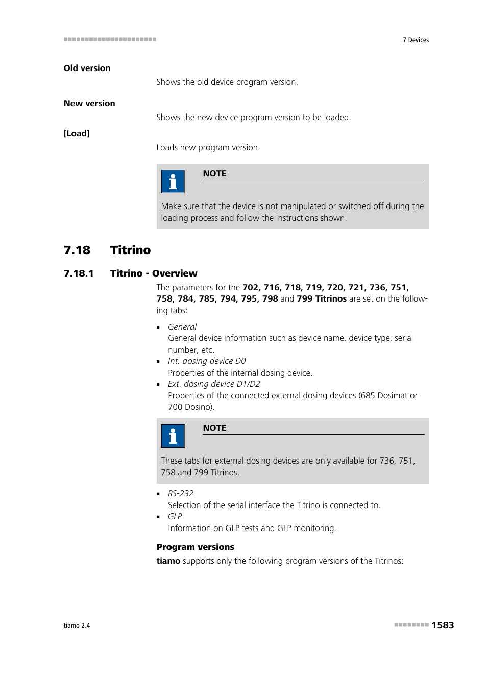 18 titrino, 1 titrino - overview, 18 titrino 3 7.18.1 | Titrino - overview 3, Titrino | Metrohm tiamo 2.4 Manual User Manual | Page 1599 / 1717