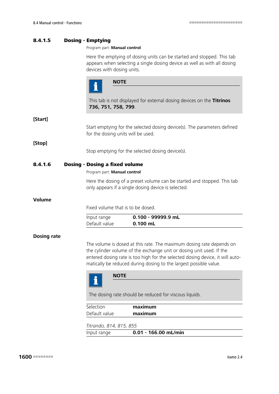 5 dosing - emptying, 6 dosing - dosing a fixed volume, Emptying | Fixed volume | Metrohm tiamo 2.4 Manual User Manual | Page 1616 / 1717